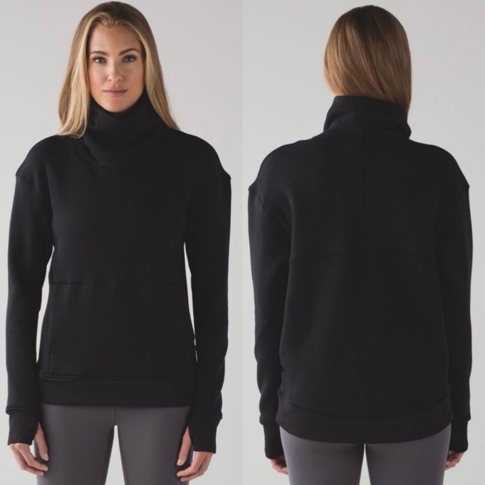 Lululemon Kick The Cold Funnel Neck Size 8 Black Sweatshirt